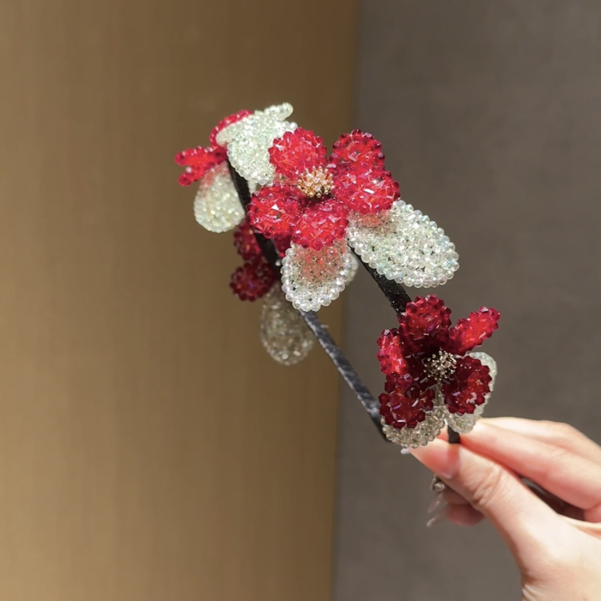 莫奈红石榴原创设计高定发箍