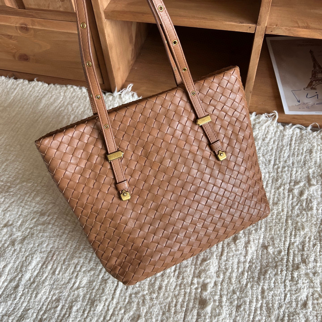 95新 BOTTEGA VENETA/葆蝶家 bv棕色编织手提单肩包QX-16624768