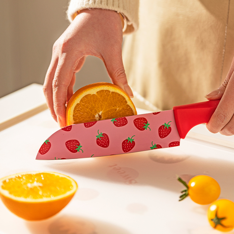 【摩登主妇】陶瓷草莓切菜刀女士专用厨师刀具家用水果辅食切菜刀