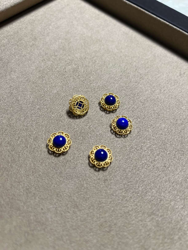 天然青金石配饰 背云 s925银镀金镶嵌