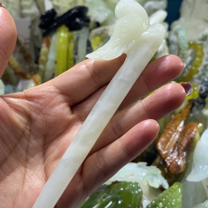 岫玉未镶嵌发簪发簪
