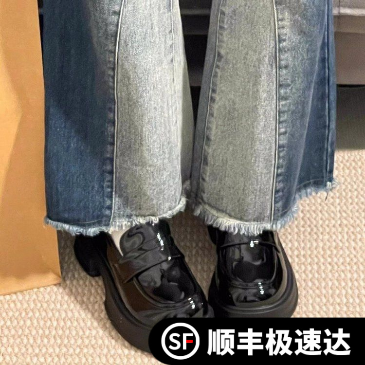 2025年新款厚底粗跟乐福鞋女日系复古小皮鞋chic