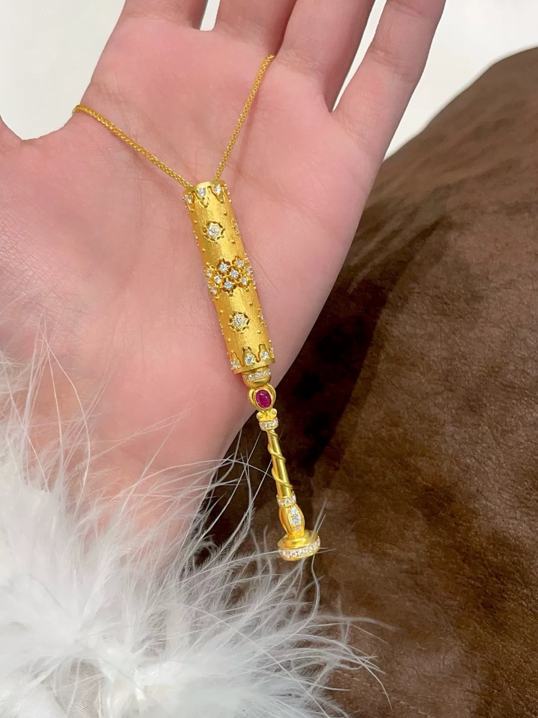 足金999/5G拉丝镶嵌/魔法棒仙女棒权杖吊坠/点购买选金重/不含链