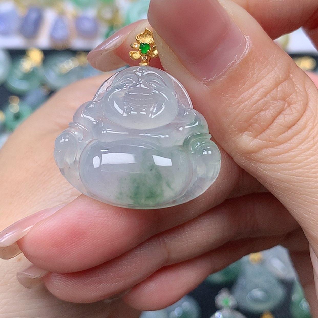【闪购商品】翡翠吊坠(赠链)18K金镶嵌