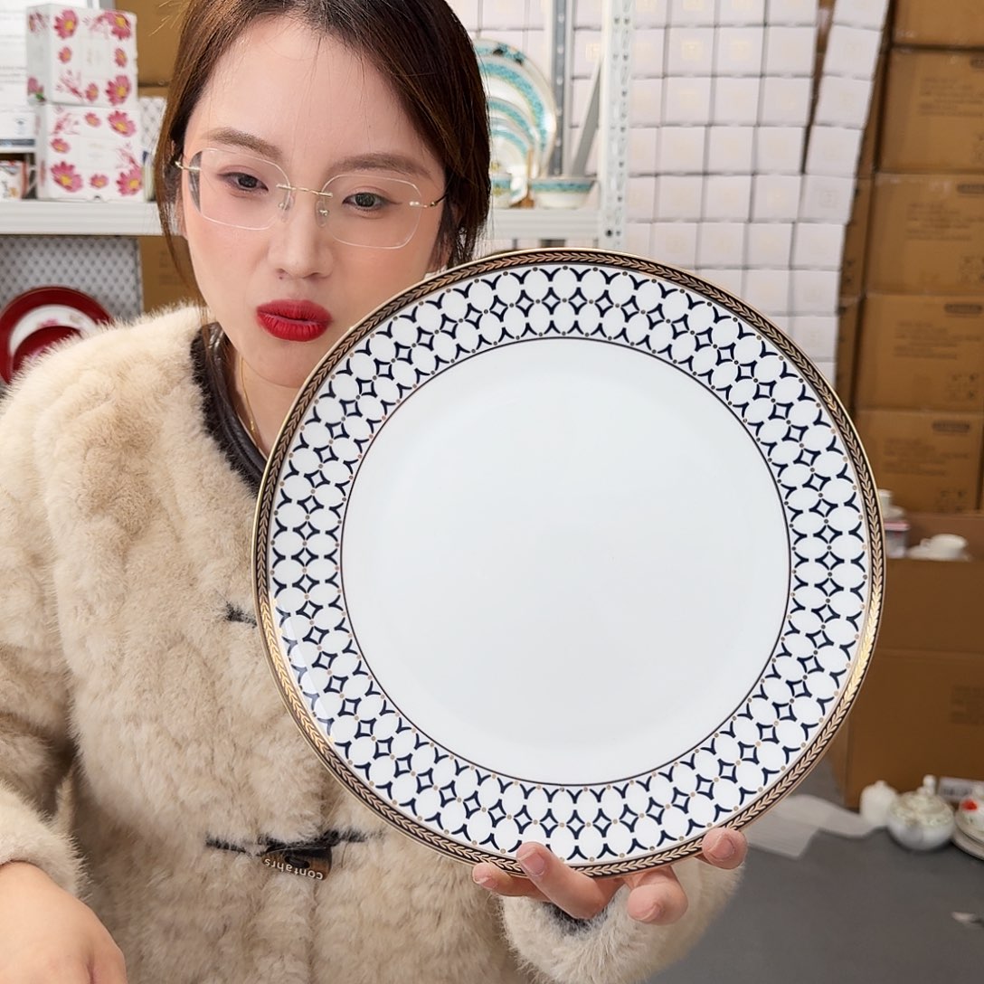 骨瓷高骨10.5英寸平盘27cm一个外贸骨瓷