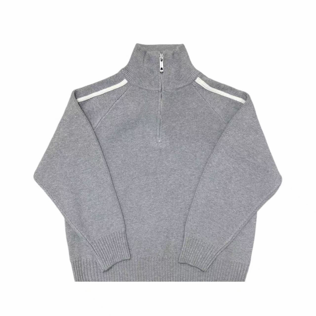 [C]黑色侧织带半拉链简约潮流针织儿童毛衣（暖暖冬日）        