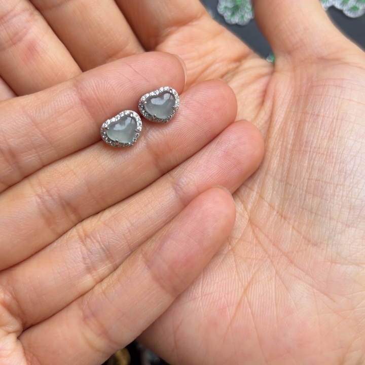 翡翠银S925镶嵌耳饰