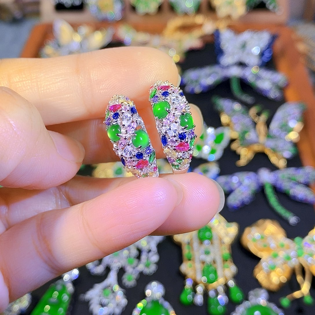 吊坠(不含链)银S925镶嵌翡翠