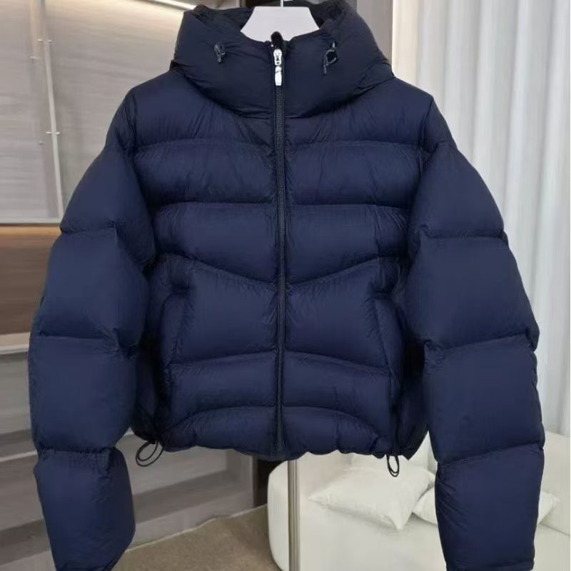 蓝色95白鹅绒冬季女装羽绒服短款