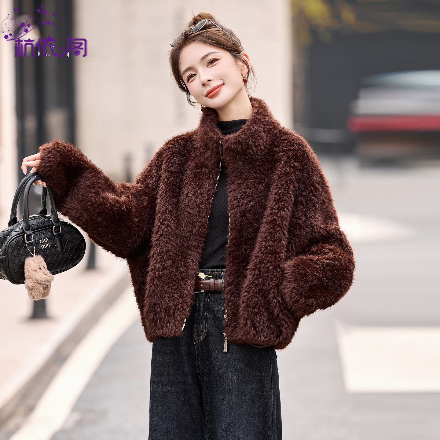 皮毛一体羊羔毛茸茸外套女冬季2025新款加厚短款环保皮草毛绒上衣