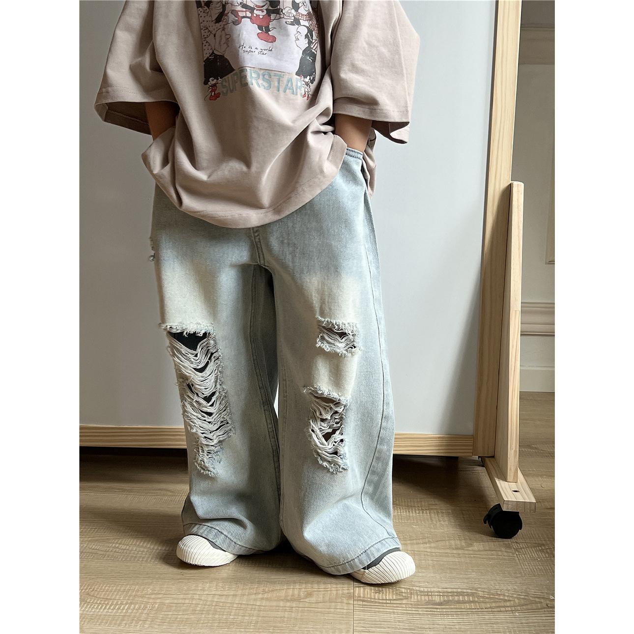 宽松休闲洋气百搭儿童牛仔裤韩版直筒外穿夏装春秋装2025秋新款中
