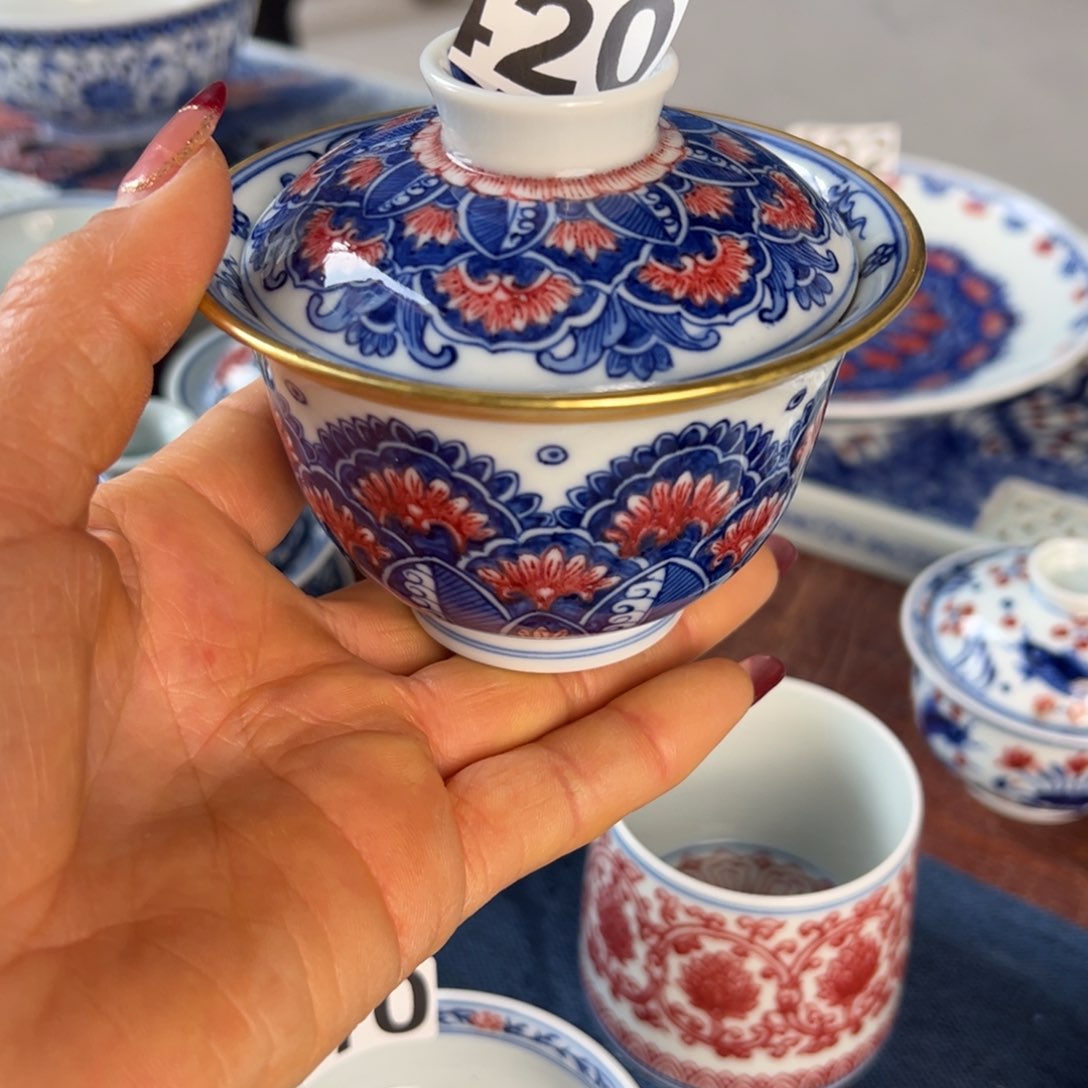 杯一**存青花釉里红原矿