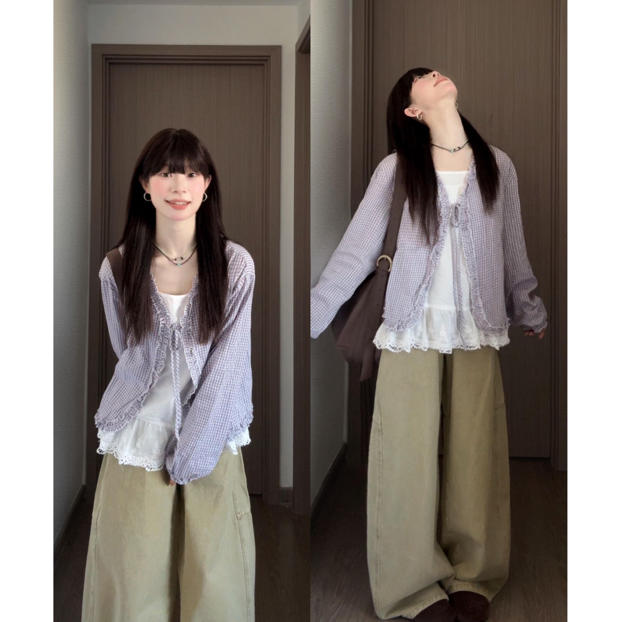 MARIE.COCO减龄一整套穿搭女夏季系带罩衫上衣蕾丝吊带休闲裤套装