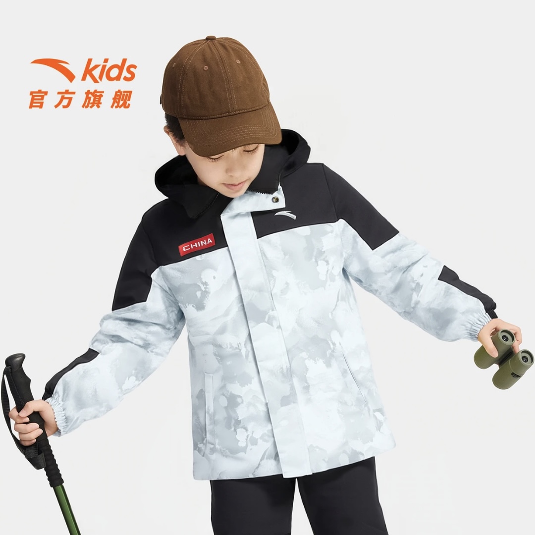 安踏儿童男大童迷彩羽绒服【奥莱专供】25冬上新加厚四防科技厚外套