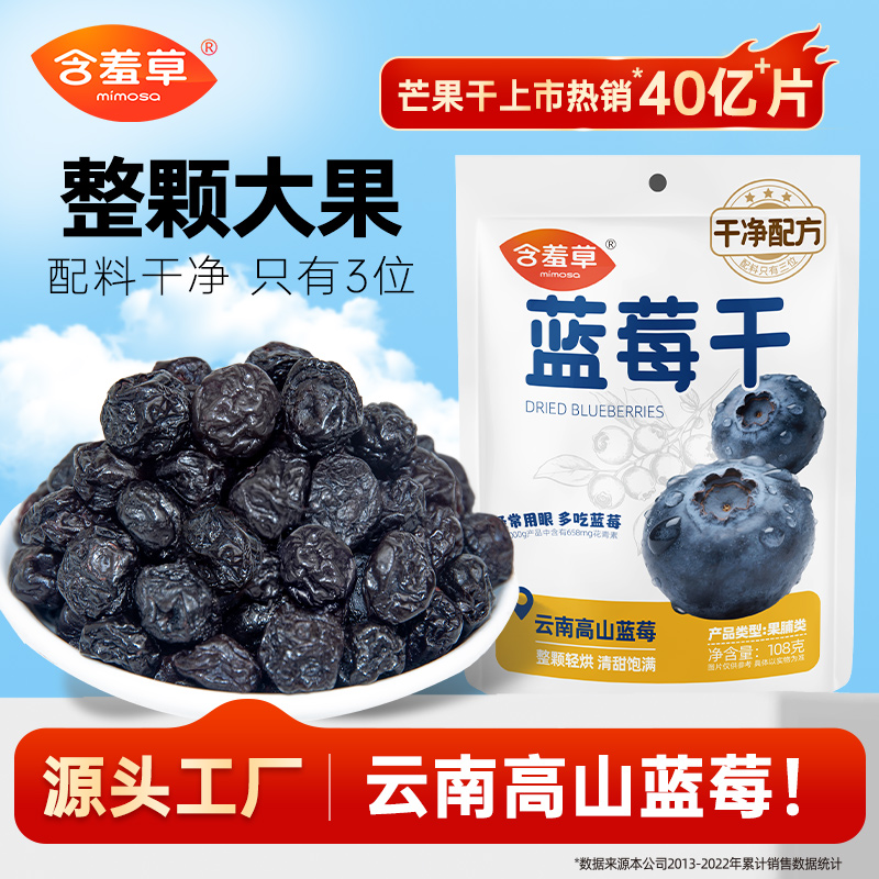 含羞草云南高山蓝莓干独立包装大颗粒果脯网红小零食酸甜可口