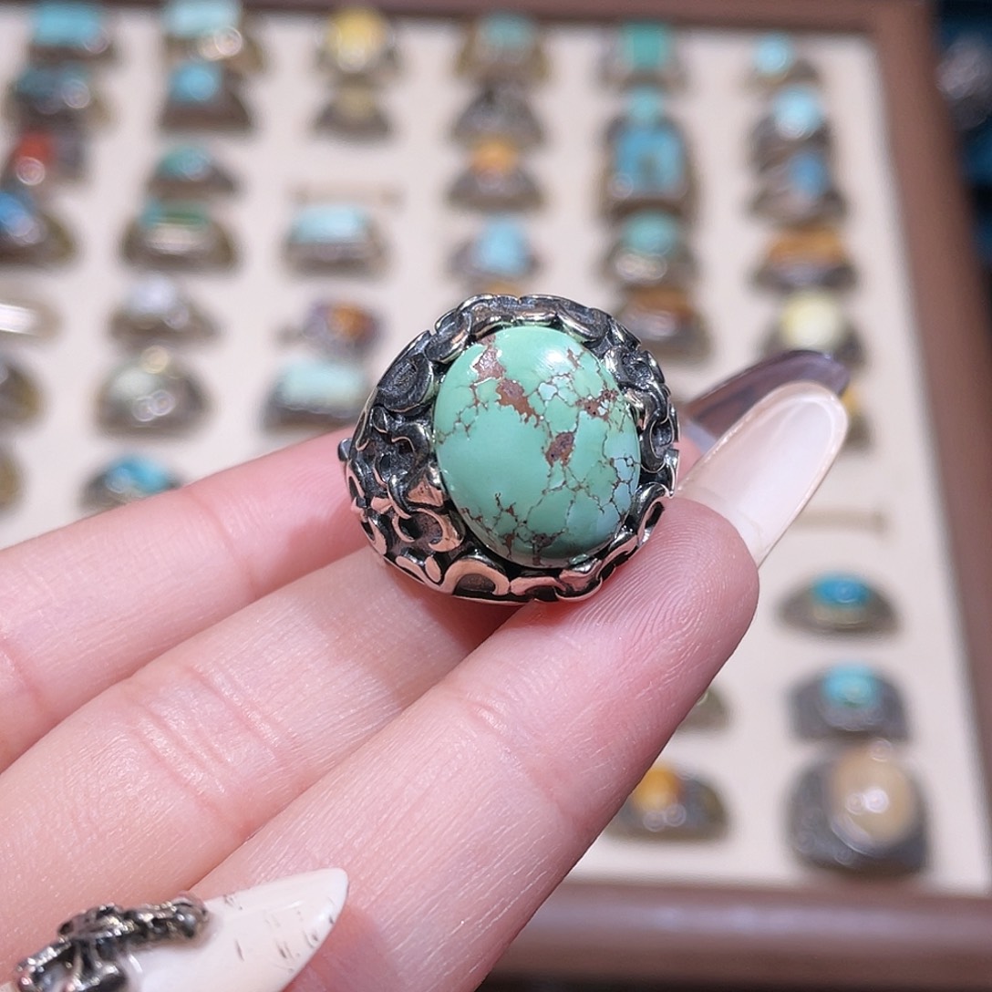 N***a绿松石银S925镶嵌戒指戒指