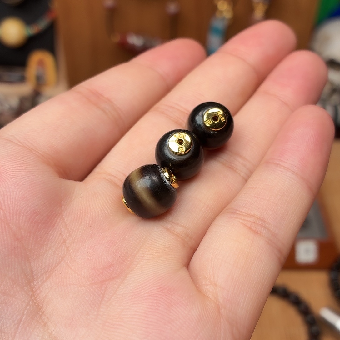 玛瑙/玉髓未镶嵌配饰黑金10.mm