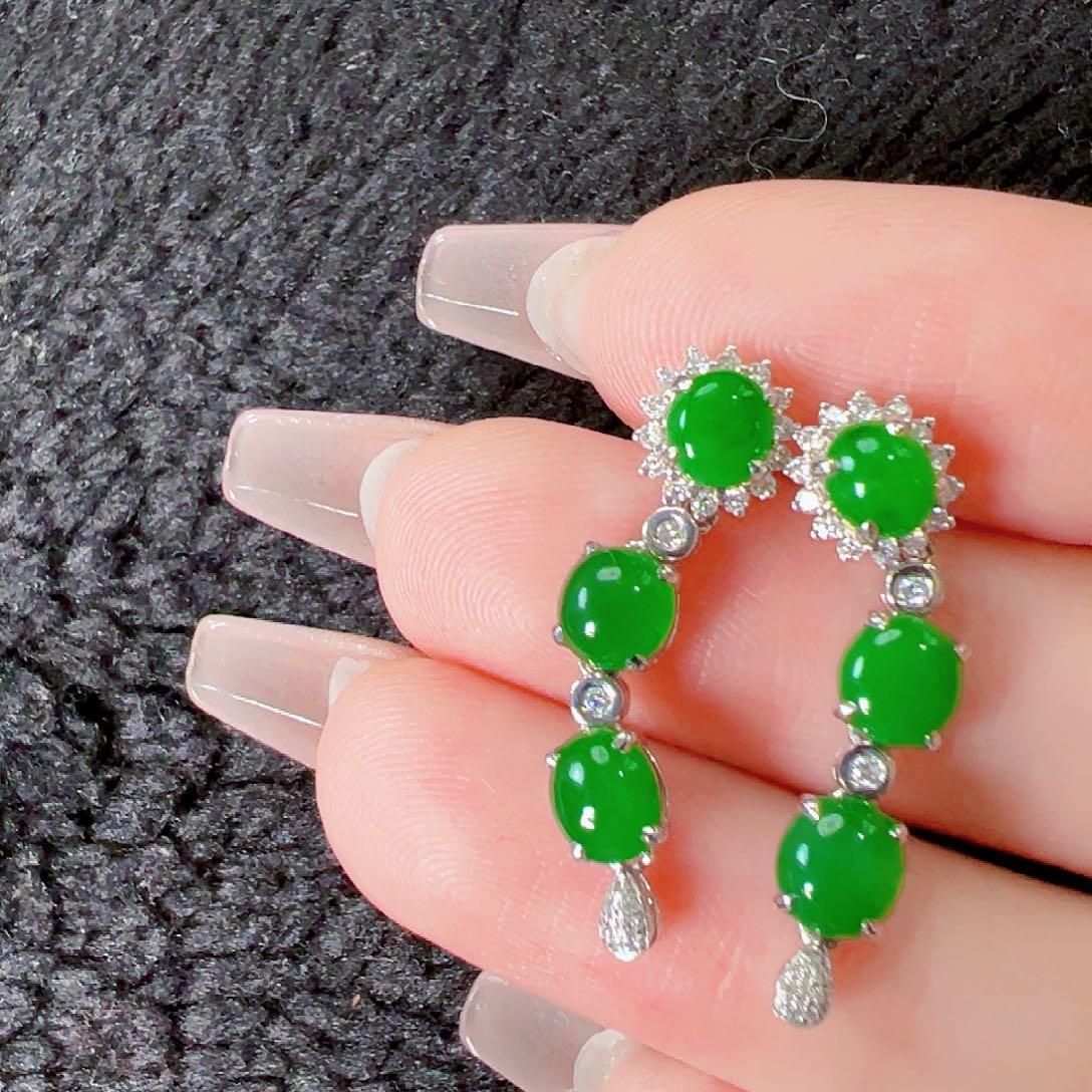 翡翠18K金镶嵌耳饰【福利款】签收后24小时鉴赏期