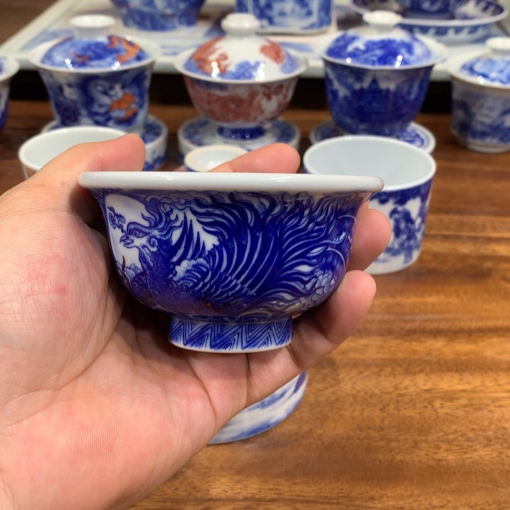 自成堂柴窑 龙凤压手杯