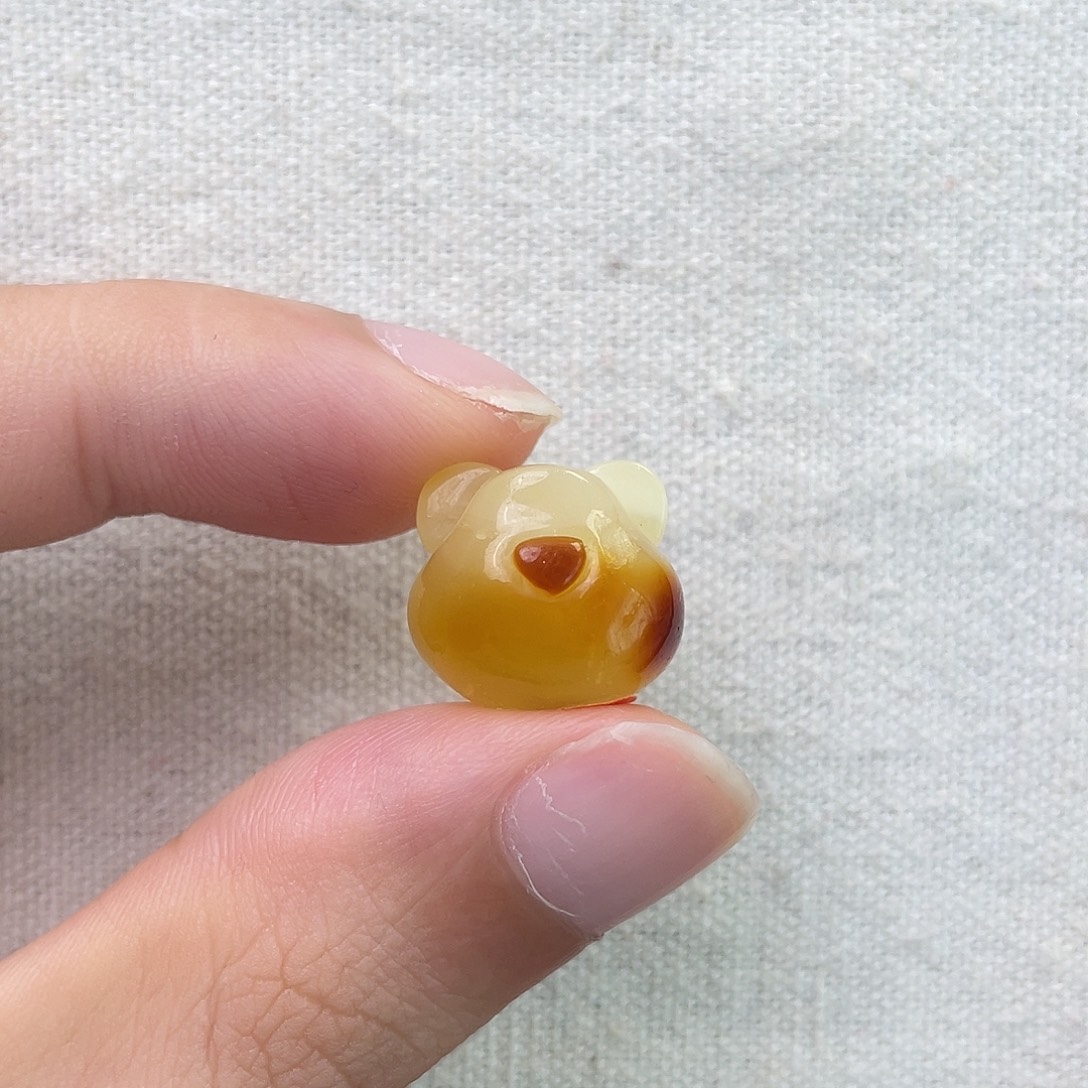 琥珀未镶嵌珠宝奇石熊头