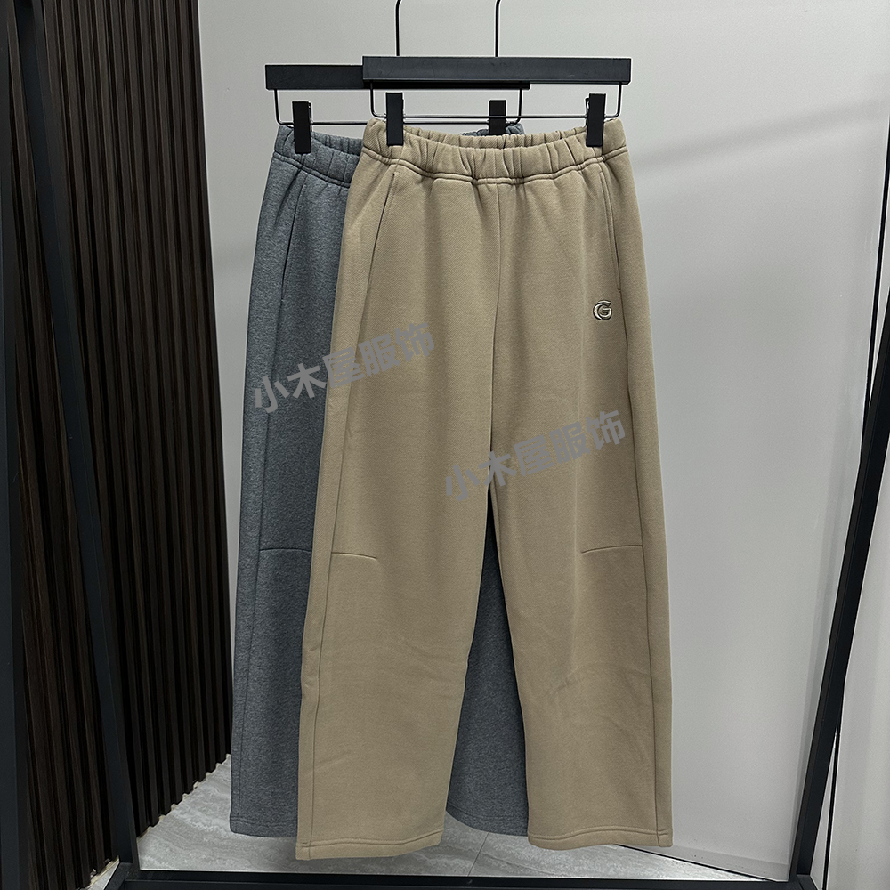 菲玛掂250760字母大C休闲裤阔腿裤2025秋冬款加厚加绒简约松紧腰