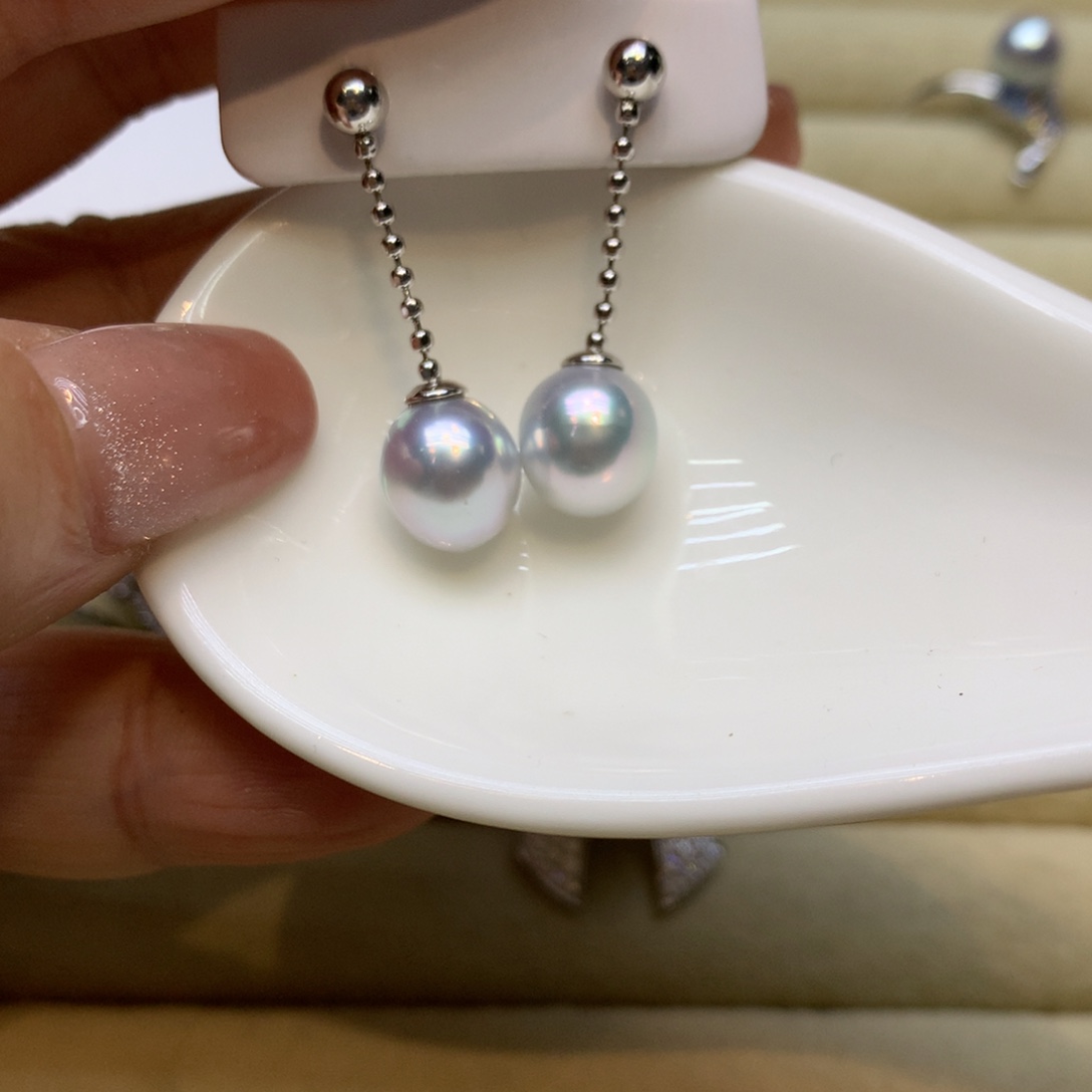 银S925镶嵌耳饰海水珍珠