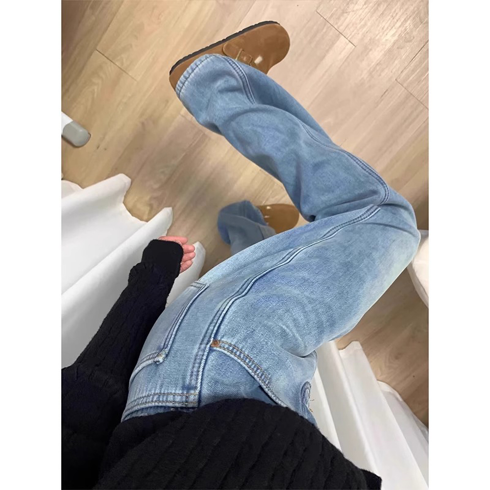 大码女裤子胖mm胖妹妹爆款直筒爆款秋装阔腿牛仔裤女2025年新款