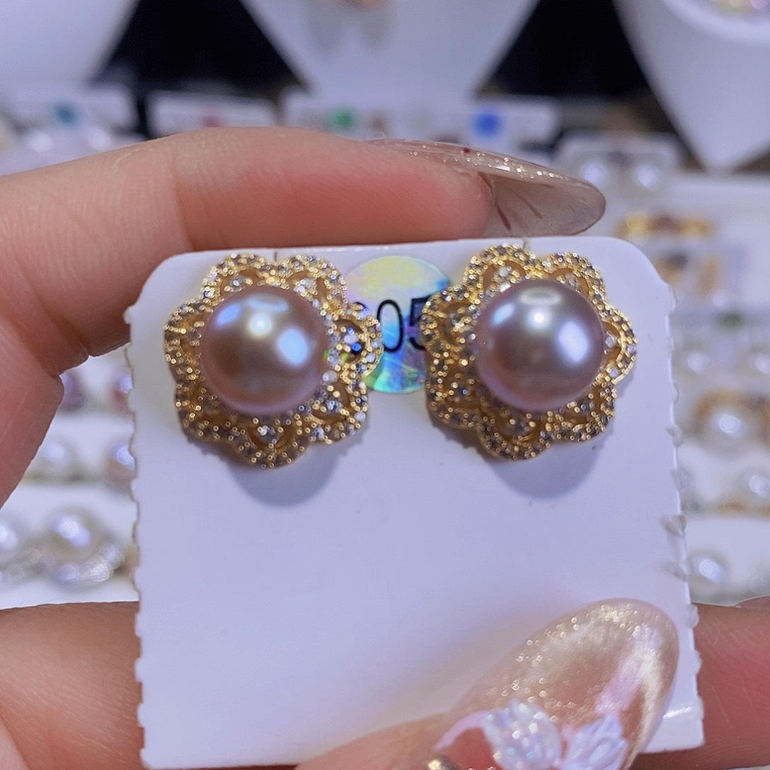 合金淡水珍珠耳饰