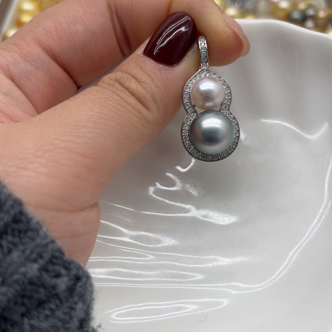 海水珍珠银S925镶嵌吊坠(不含链)