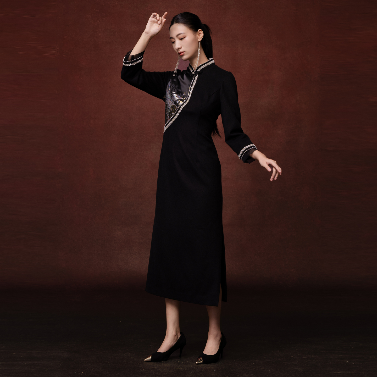 新中式国风新款气质 银蝶墨香连衣裙954237547