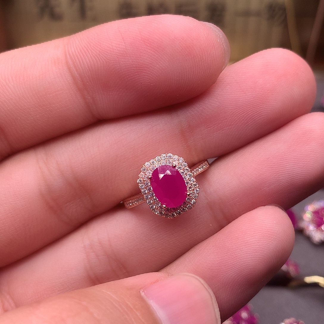 红宝石戒指银S925镶嵌