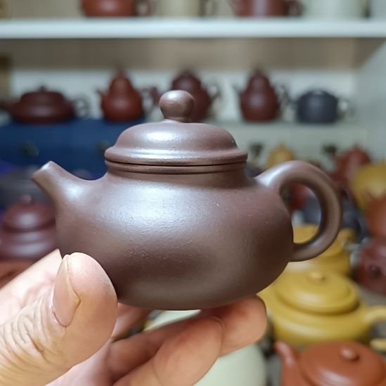 紫砂茶壶原矿紫泥容天内推160cc半手工
