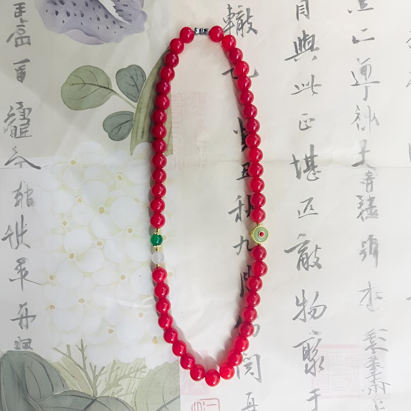 【甄选】A149桖胆大漠玉苁蓉玛瑙红项链-多样性发其一