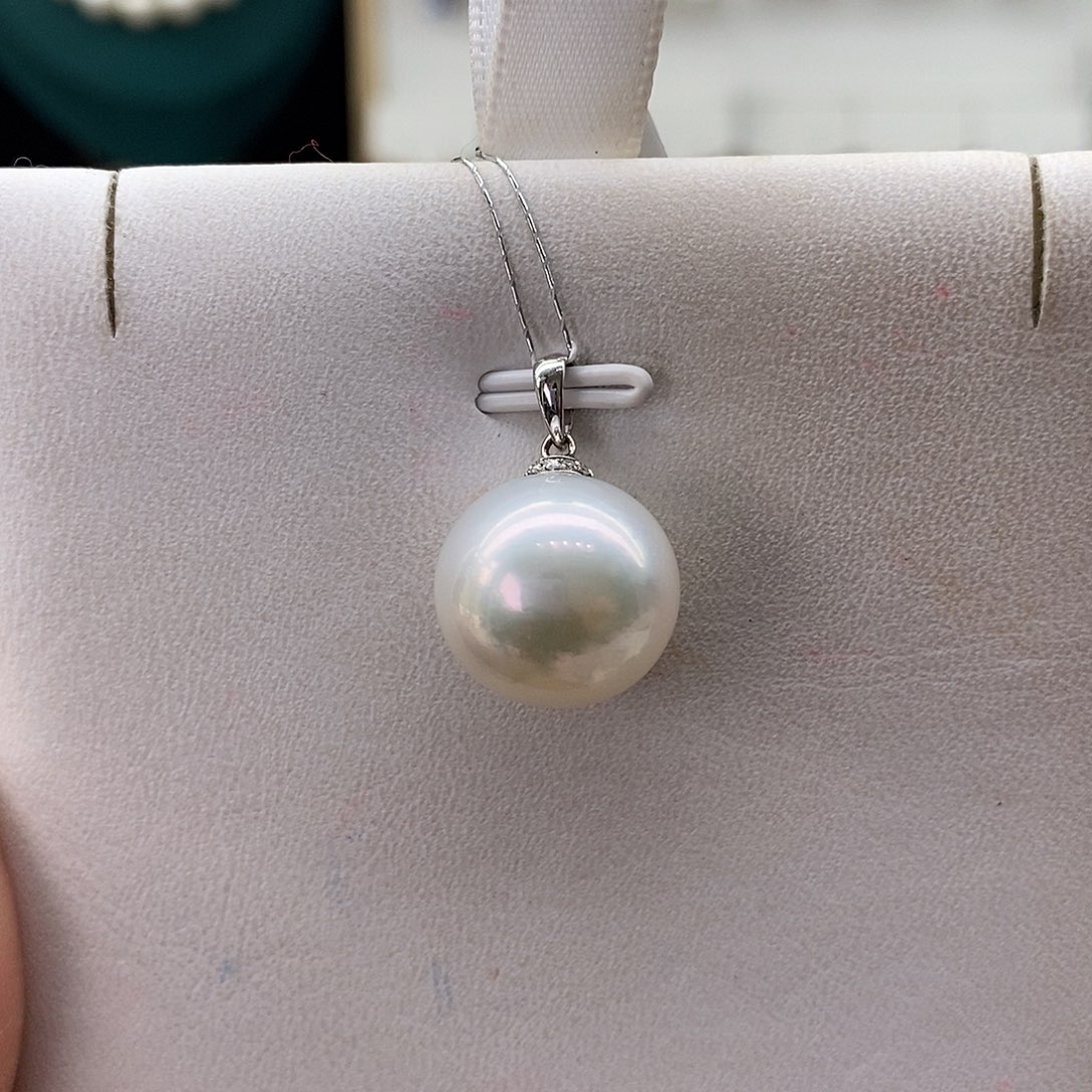 海水珍珠吊坠(不含链)18K金镶嵌澳白14-15m m