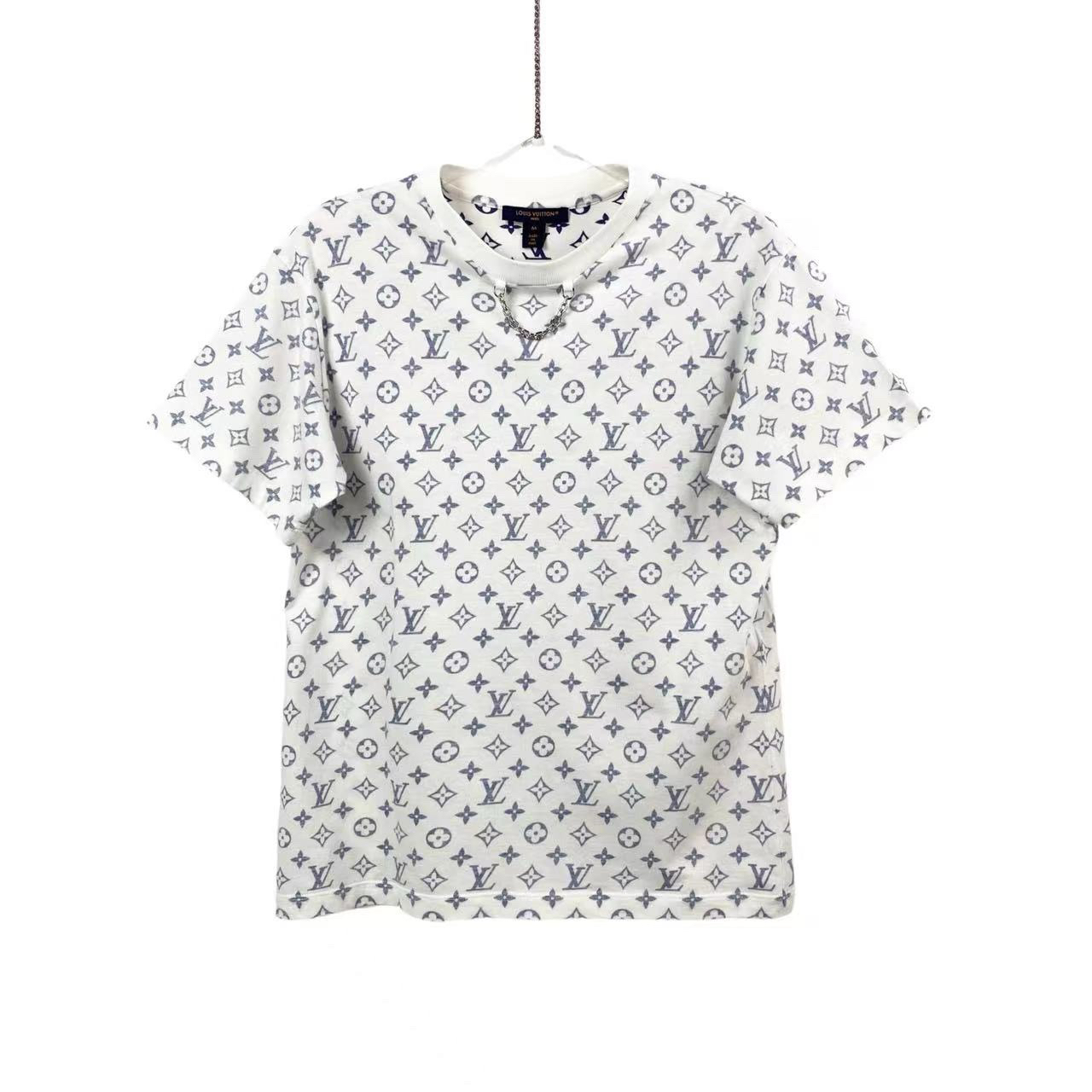 99新 LouisVuitton/路易威登 AA一四三二 领口链条短袖T恤 M码 
