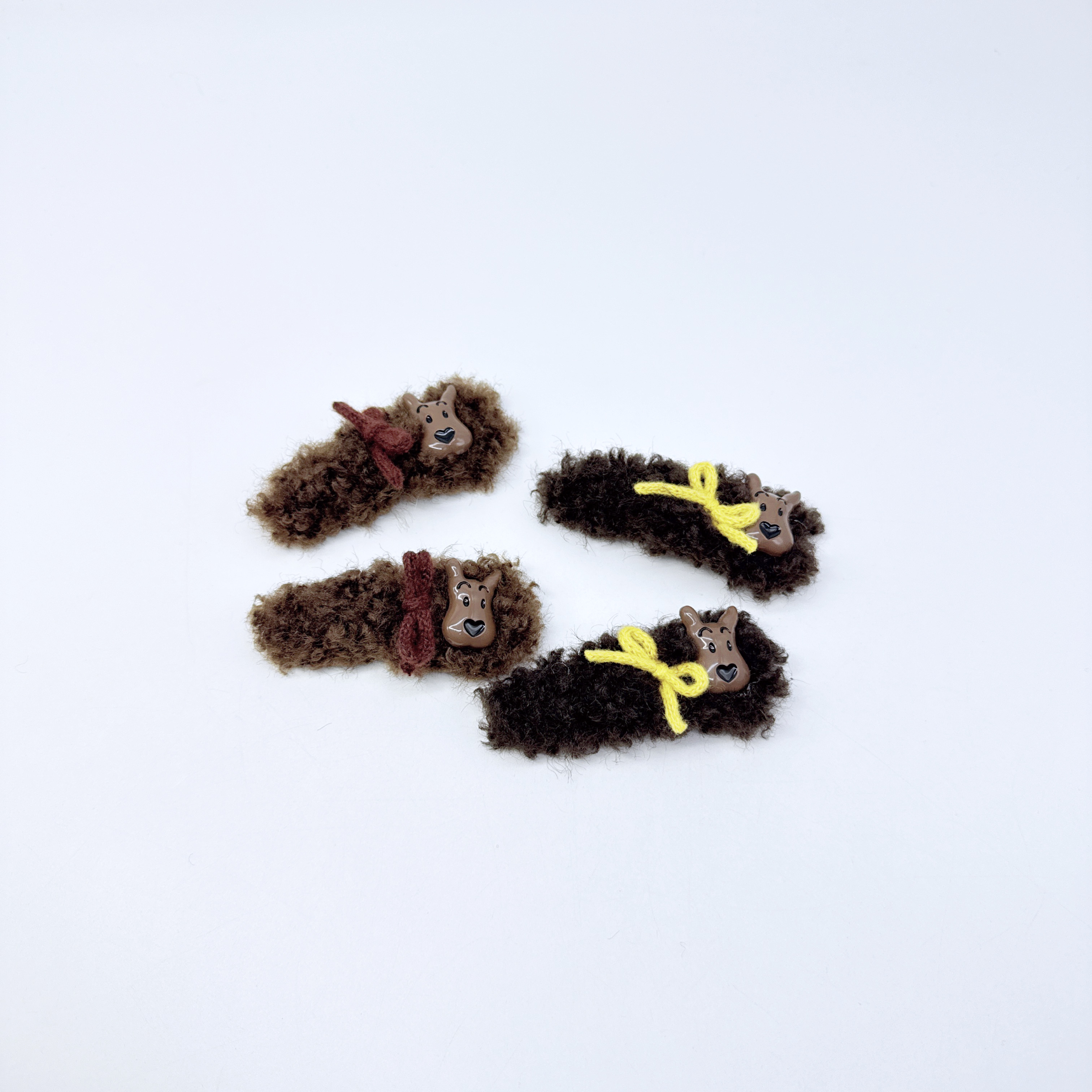 Mi33 毛绒小狗蝴蝶结BB夹 Y52061N2-4