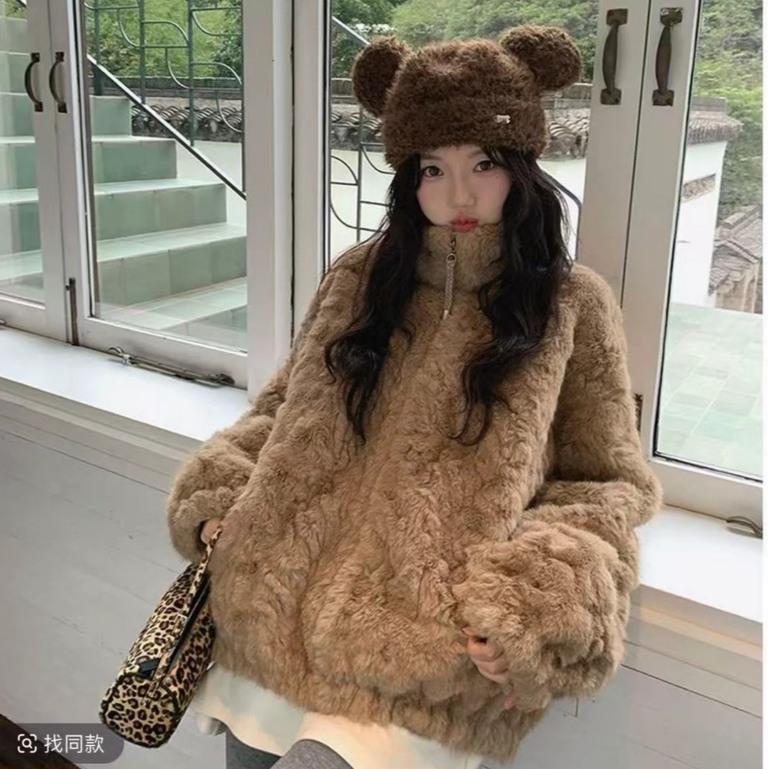 【暮光琥珀】定制拉链毛毛外套皮毛 一体冬季加厚保暖外套