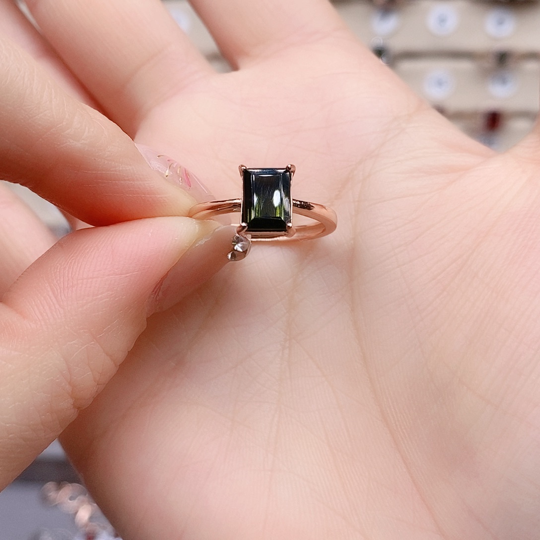 碧玺戒指银S925镶嵌戒指