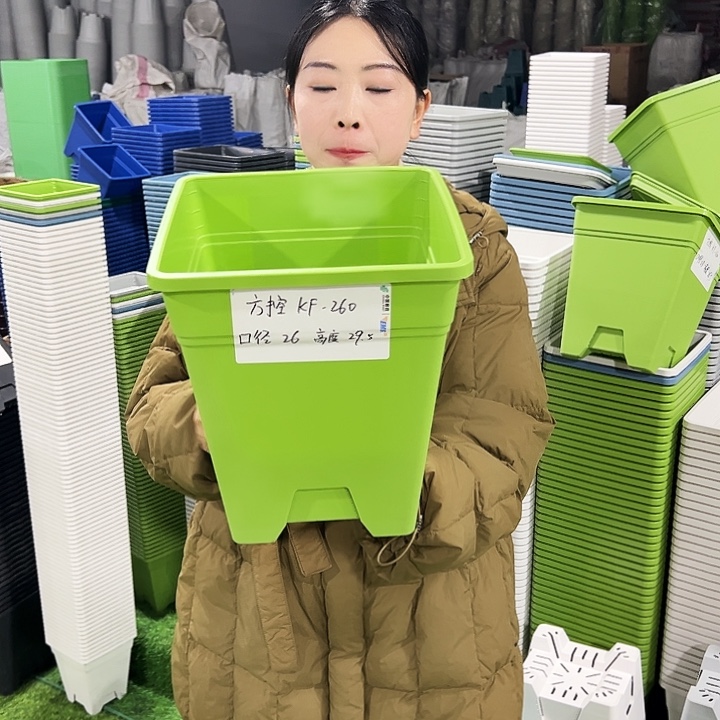 正品方盆口26高29.5果绿5只无托