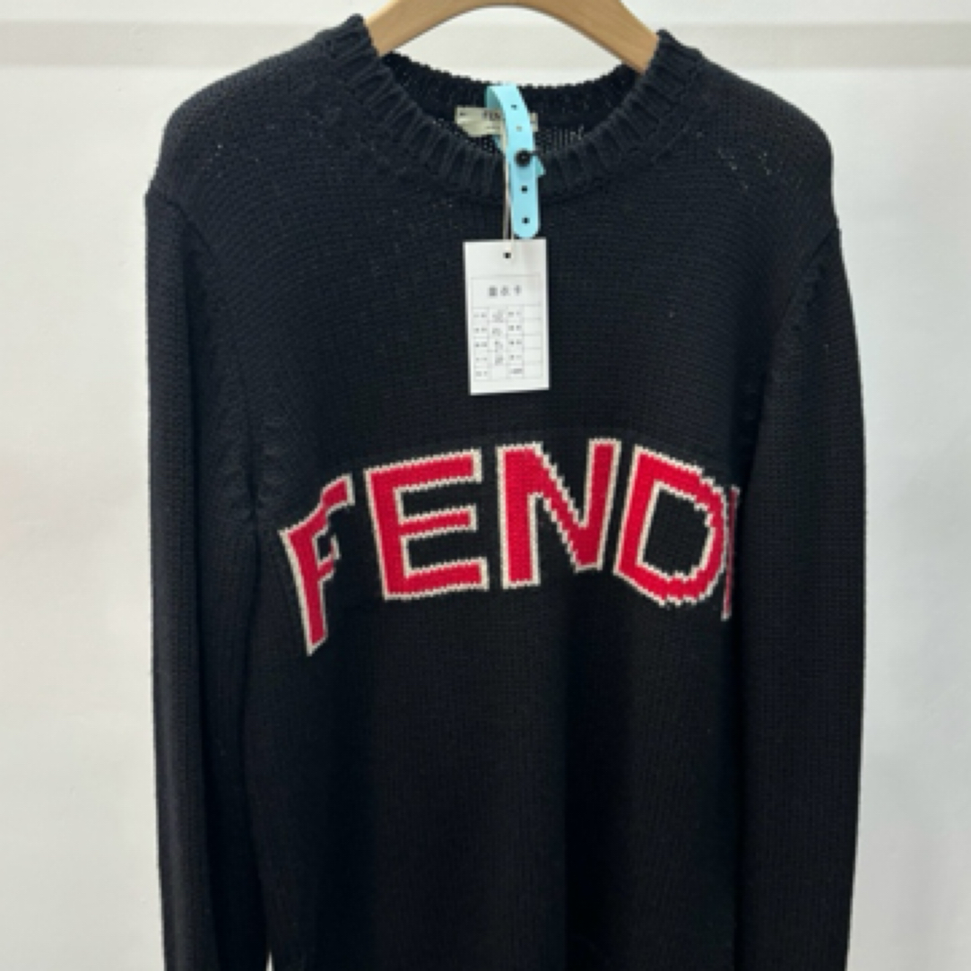 99新 FENDI/芬迪 字母提花羊毛休闲圆领针织衫/38码/A02376