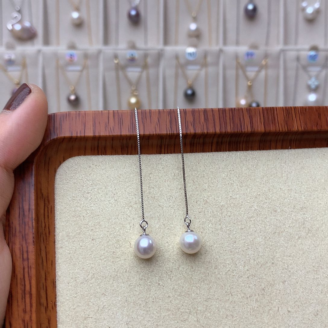 淡水珍珠耳饰银S925镶嵌