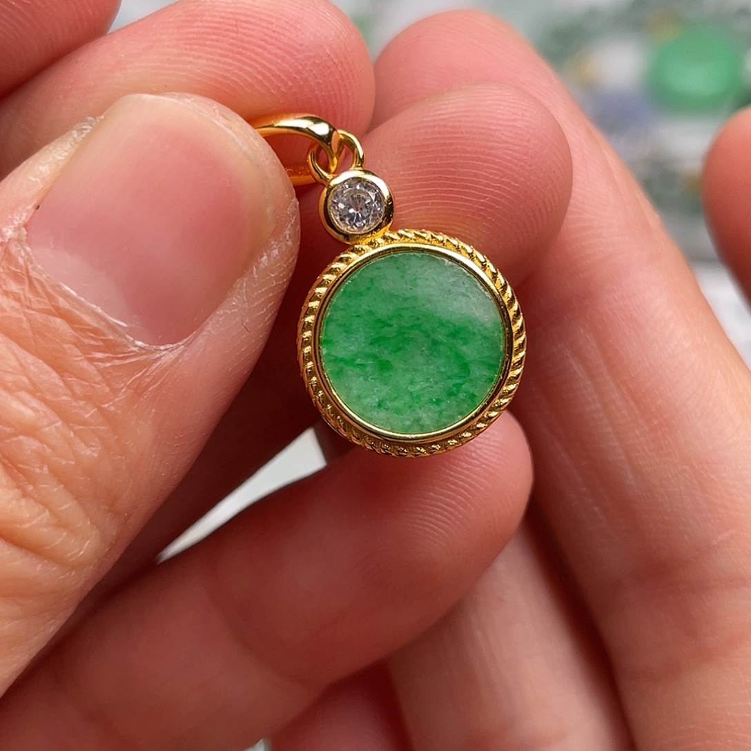 翡翠银S925镶嵌吊坠(不含链)