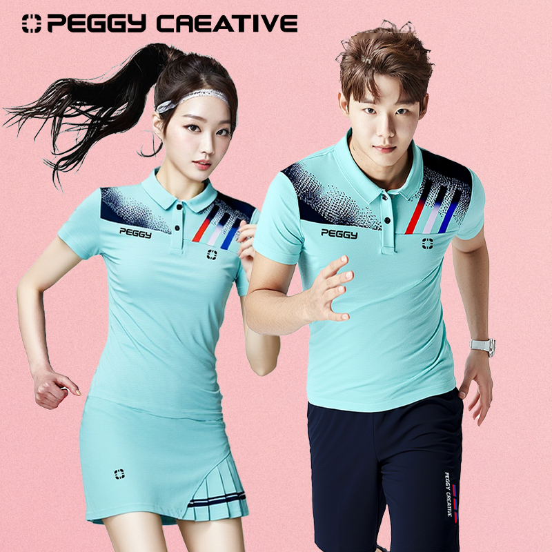 韩国佩极羽毛球服速干透气运动短袖训练衣男女同款翻领Polo衫T恤