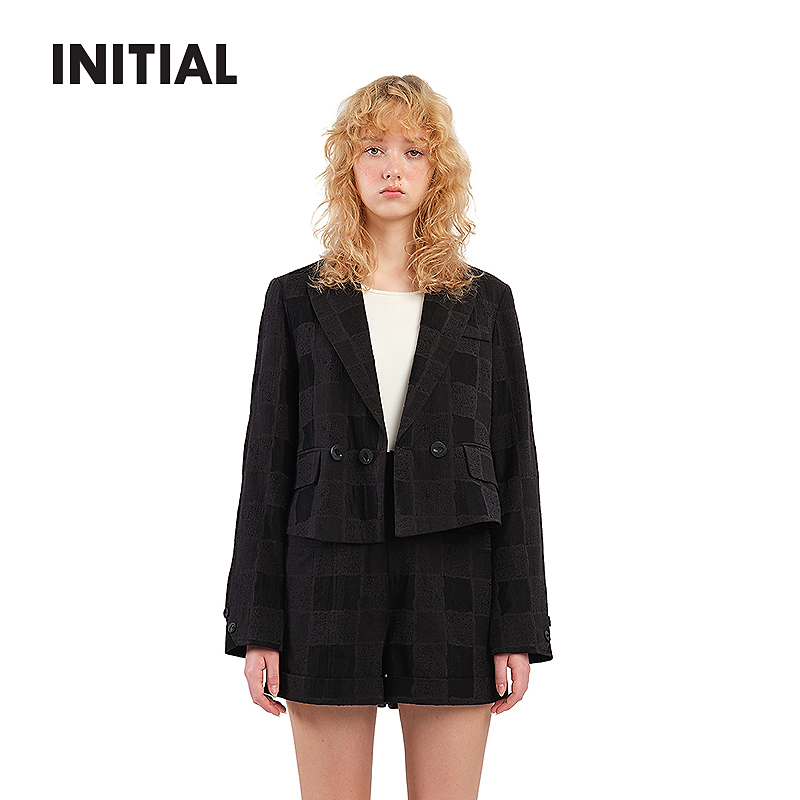 【商场同款新品】INITIAL25春季枪驳领型下摆西装女25SMMFMCVV509