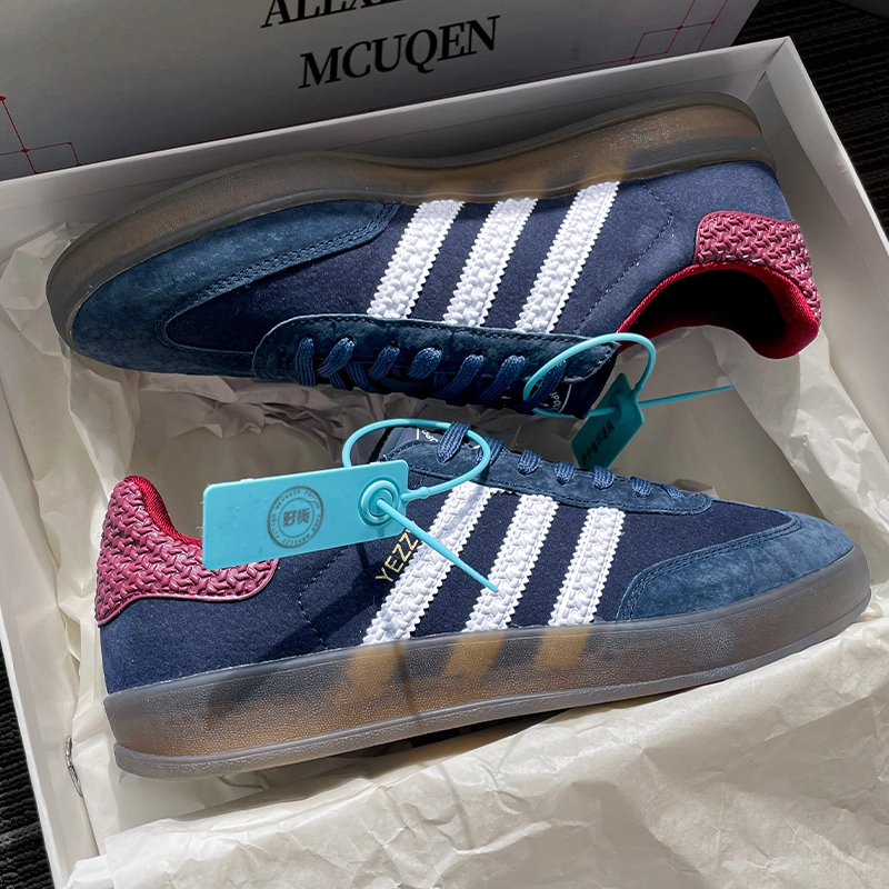 专柜正品蓝莓色三杠德训鞋男女款莆田2025新款情侣休闲百搭板鞋潮