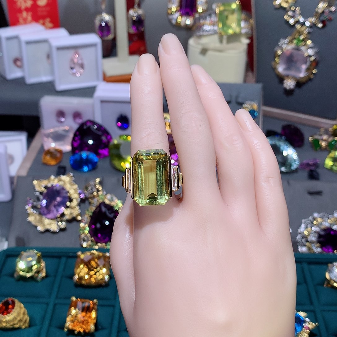 水晶戒指银S925镶嵌戒指