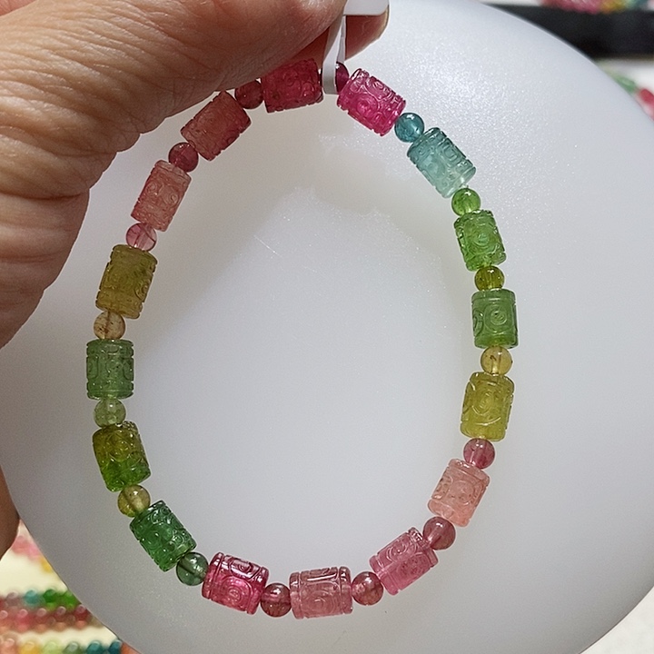 碧玺手链未镶嵌碧玺手串6,5