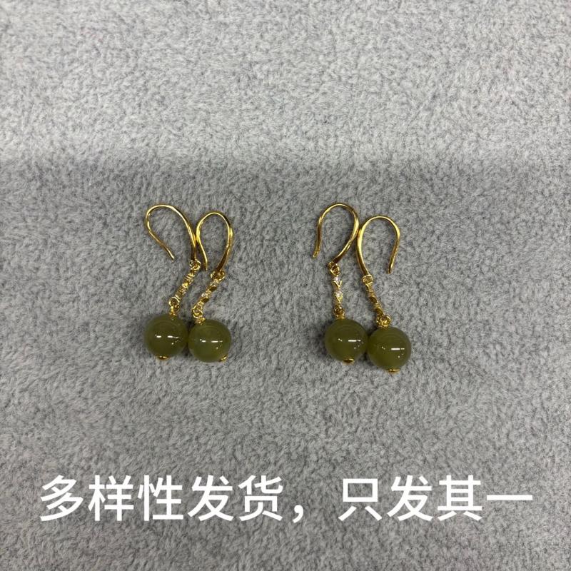【香掌柜】和田玉青黄口圆珠耳饰（发一件）