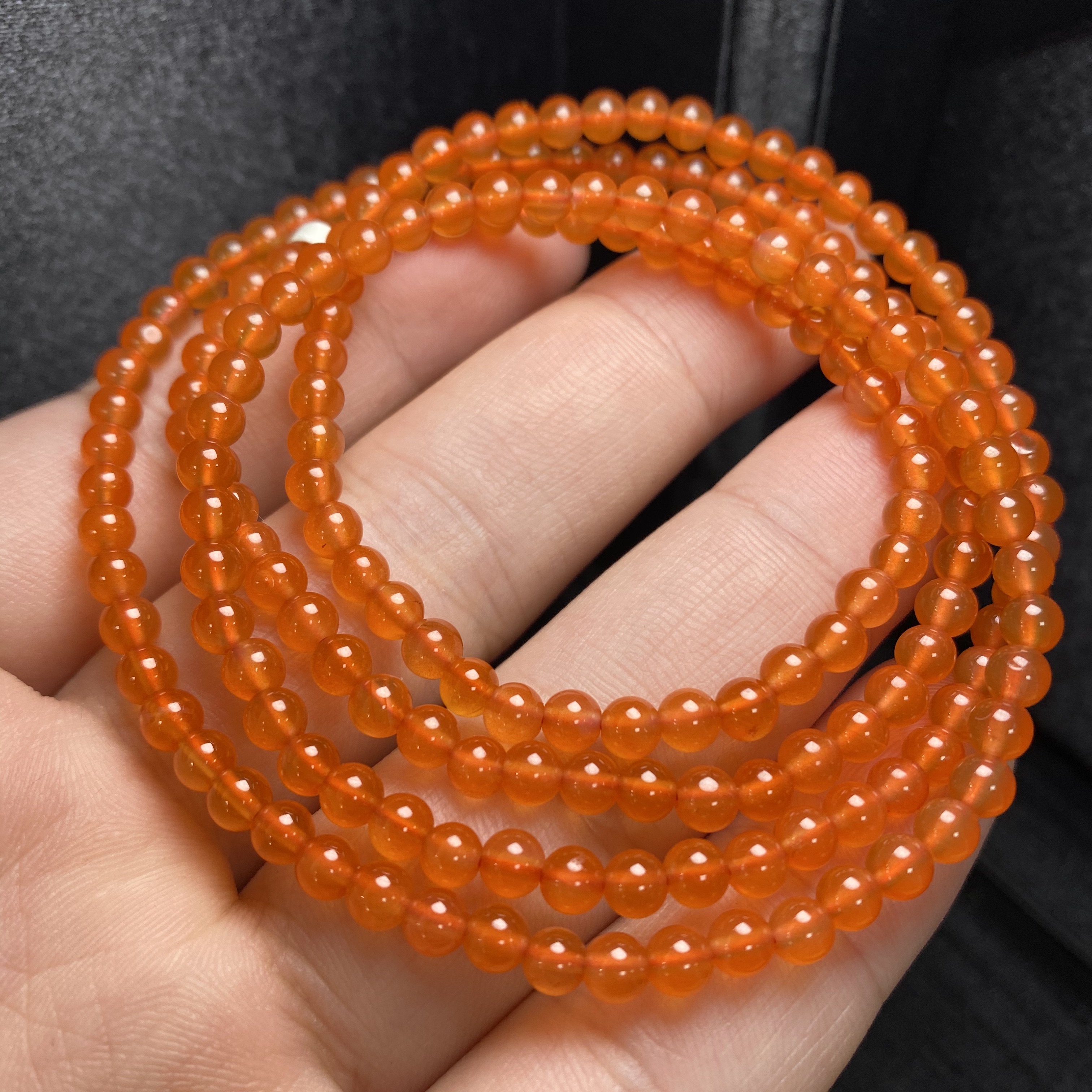 收藏级 保山冰红 南红多圈手串4mm+