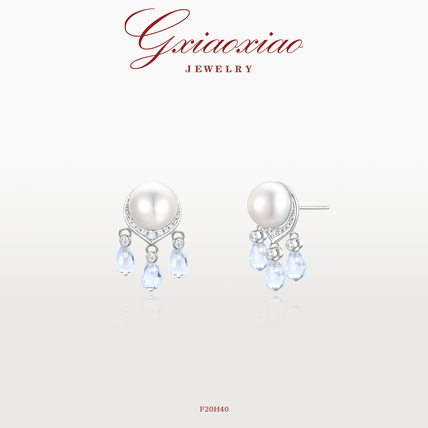 G XIAOXIAO 灵动气质高级百搭蓝色水滴耳环 F20H40